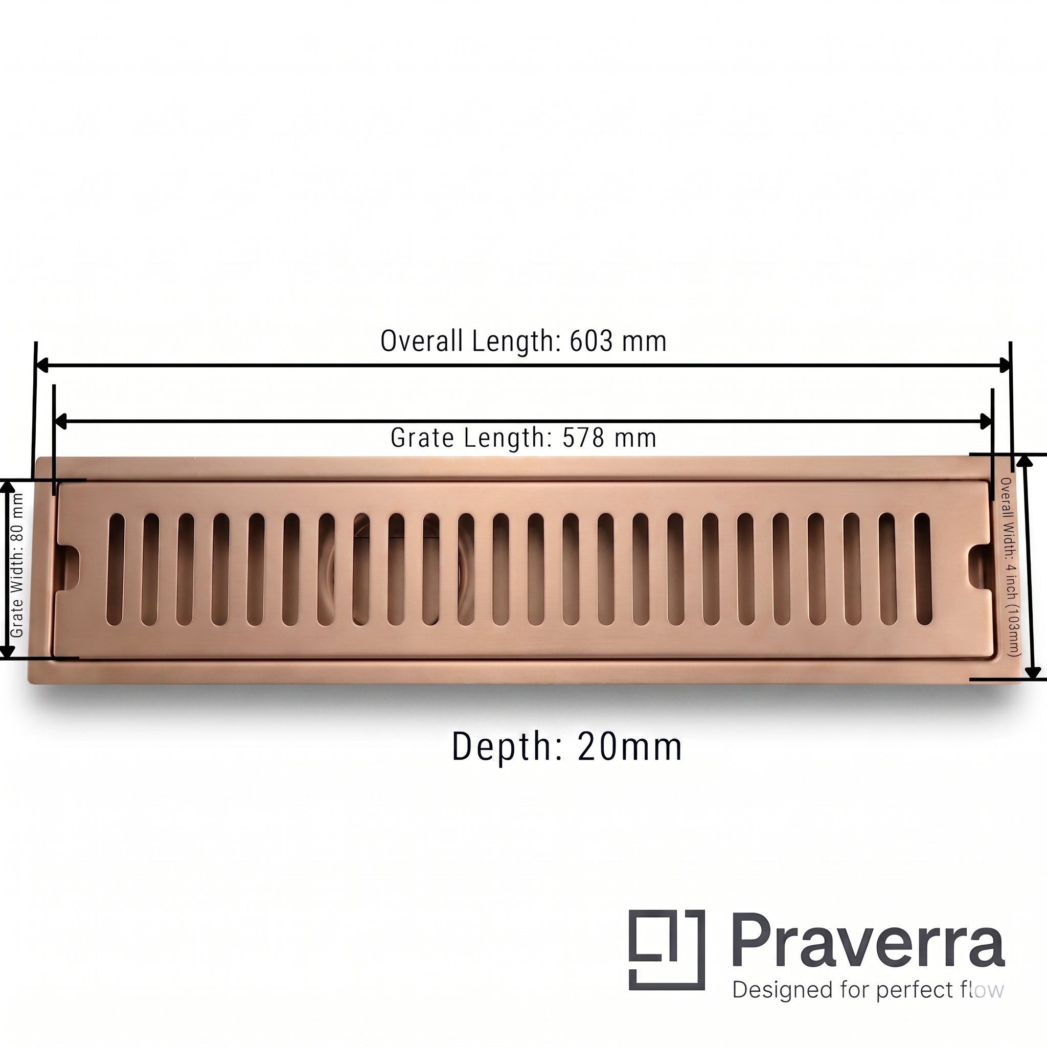 Praverra Shower Drainer Rose Gold view 2